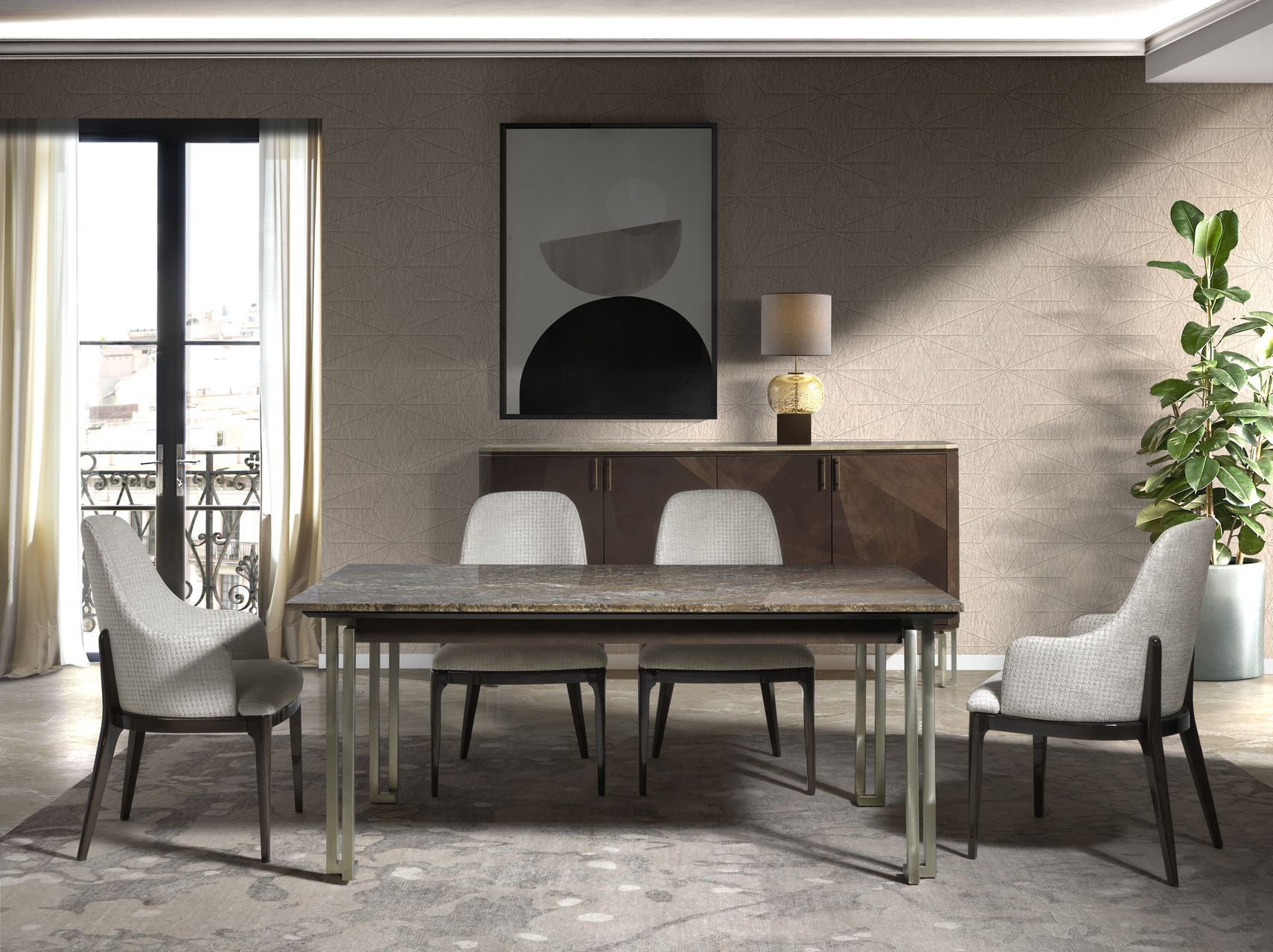 Мраморный прямоугольный фиксированный стол Hurtado Evolution ARCH-00140996 - Вид №2