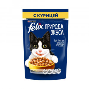 ПР0049076 Корм для кошек Природа вкуса с курицей в соусе, пауч 85 г FELIX