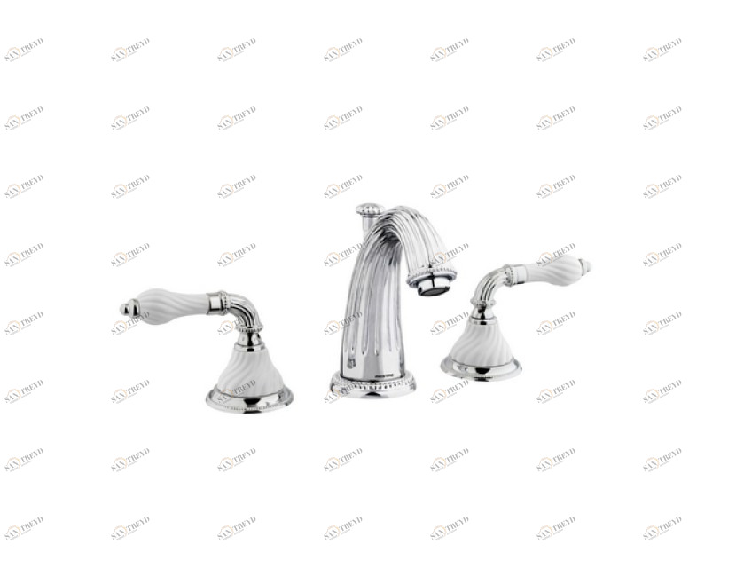 233501.SL00.50 Раковина с тремя отверстиями, витая фарфор Яркий хром Mestre Artica