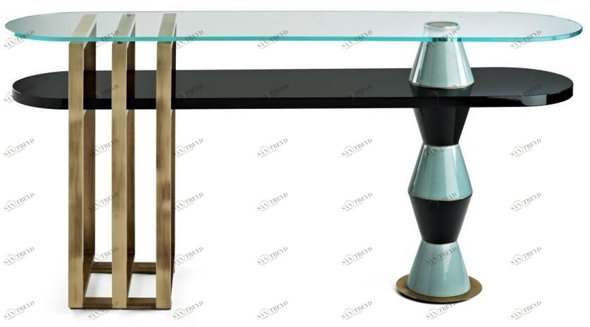 MARIONI Овальная лакированная деревянная консоль Palm 02965