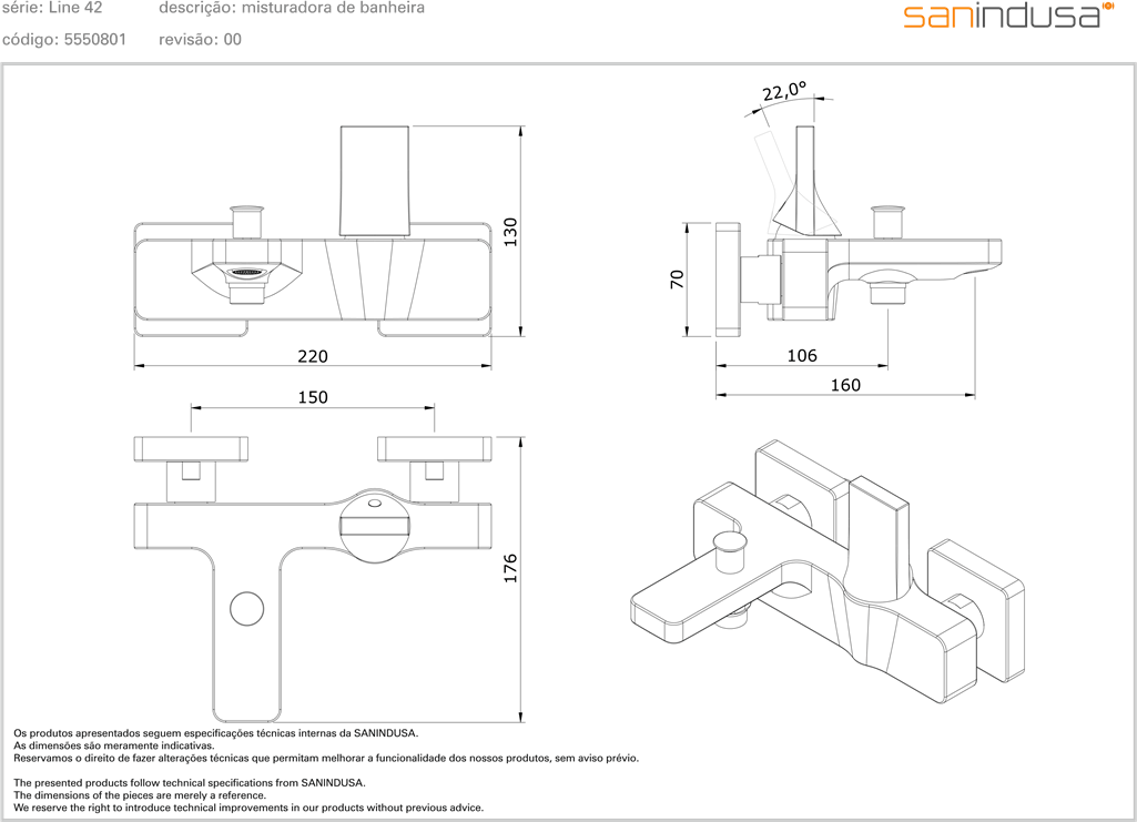 Смеситель для ванны Sanindusa Line 42 555080111 - Вид №1