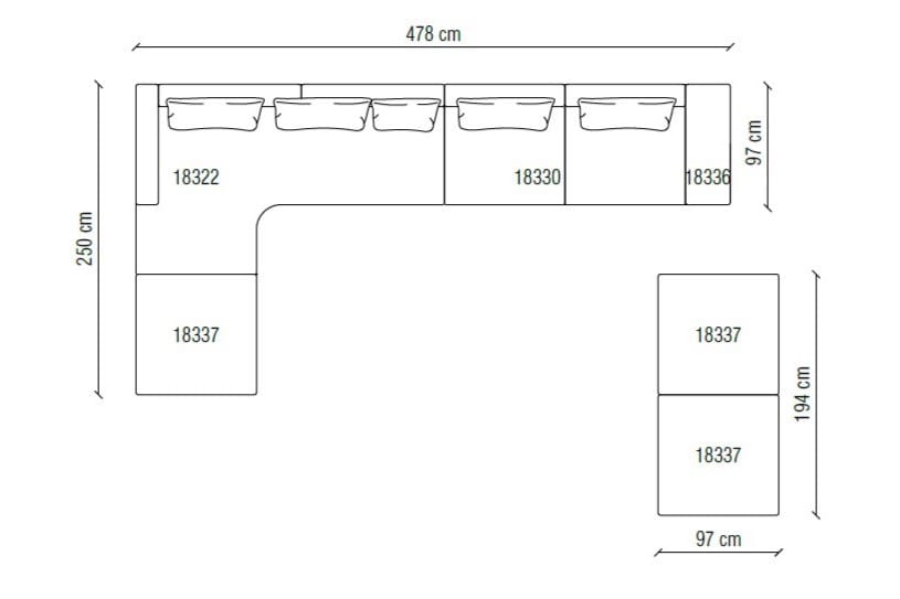 Модульный угловой диван из ткани Frigerio HORIZON ARCH-00099052 - Вид №3