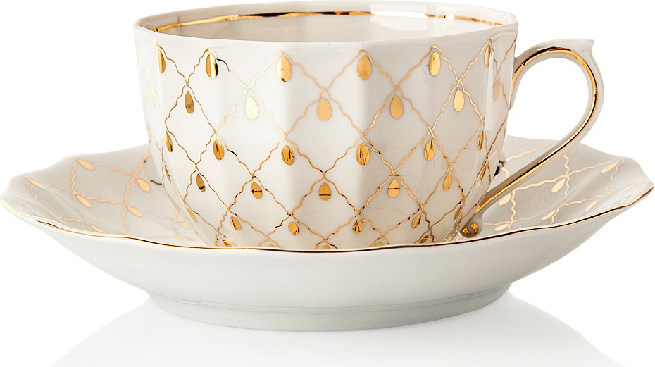 10621586 Промыслы Вербилок Чайная пара "Золотая вуаль" Фарфор, Керамика 