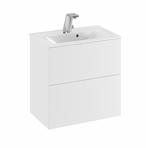 9741021111 IDO Elegant напольная тумба под умывальник, с двумя ящиками, компактная, Ш = 600 мм, Ш1 = 615 мм, белая - Вид №1