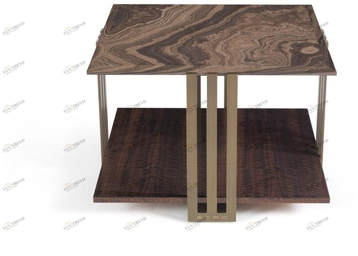 ETRO Home Interiors Квадратный журнальный столик из мрамора эрамоза и эвкалипта Klee E.kle.232.a