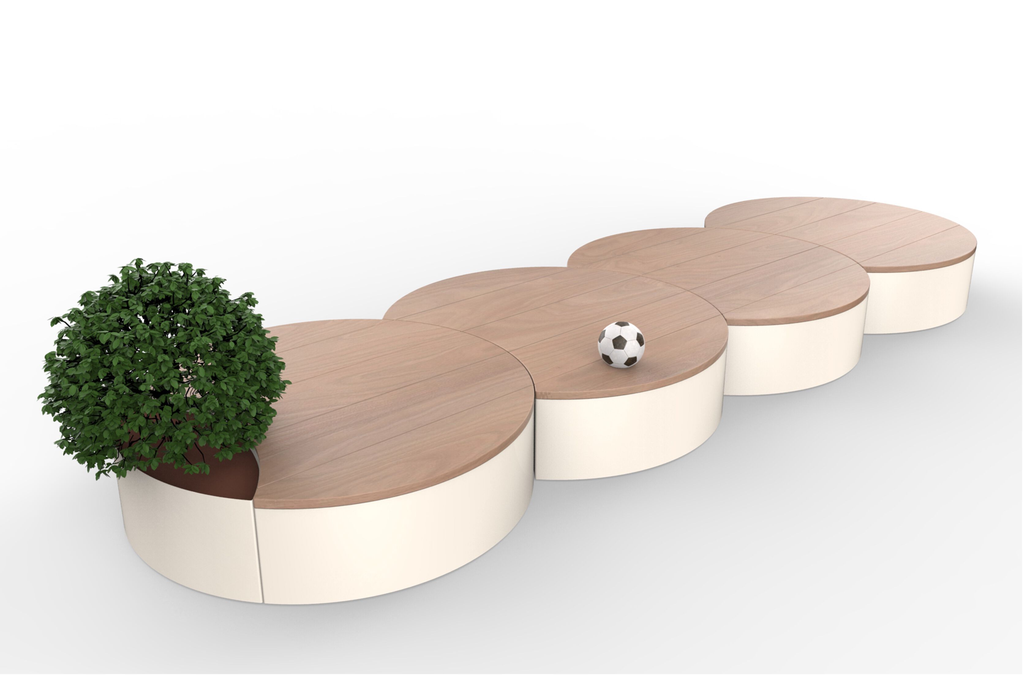 Секционная круглая скамейка из стали и дерева со встроенной плантатором CITYSì CIRCUS ARCH-00096184 - Вид №1