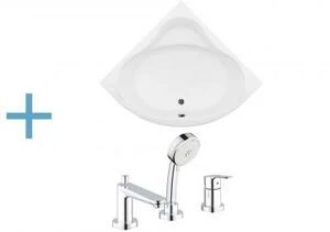 Акриловая ванна Aquanet Palau 140x140 (каркас + смеситель Grohe BauEdge 2511700A)