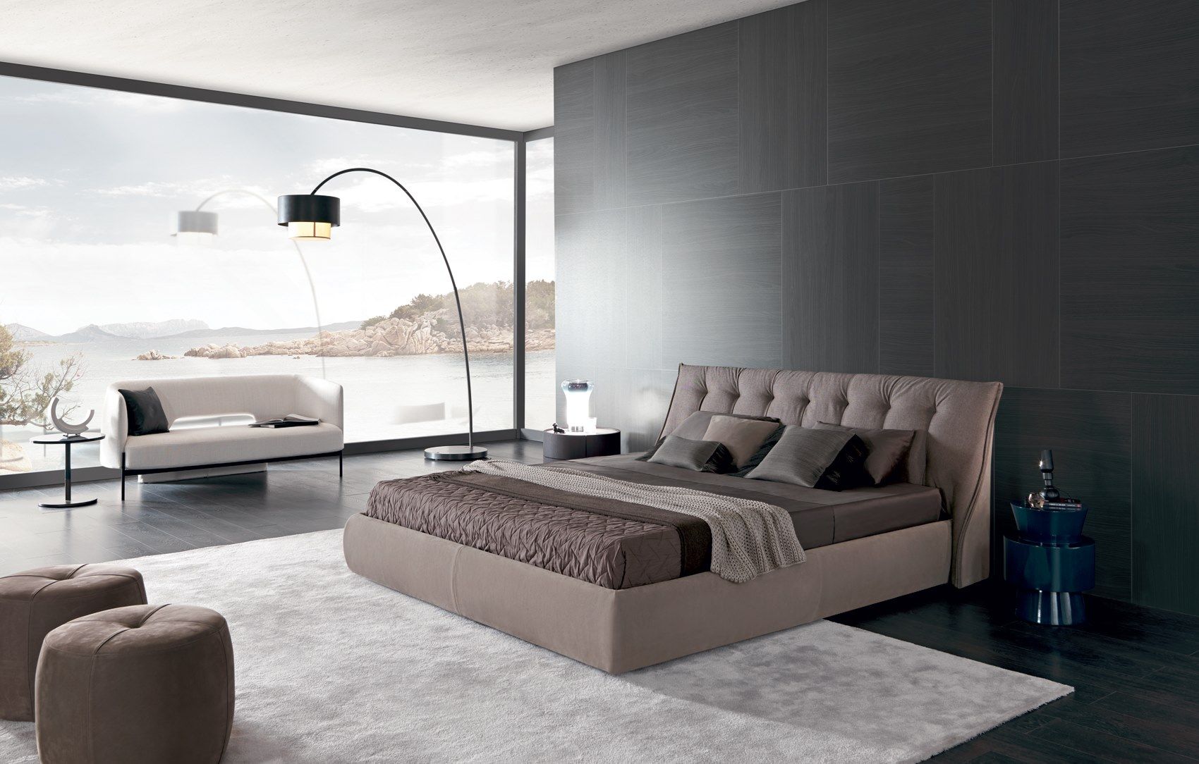 Кровать из ткани и кожи с капитонным изголовьем MisuraEmme SUMO ARCH-00086178 - Вид №1