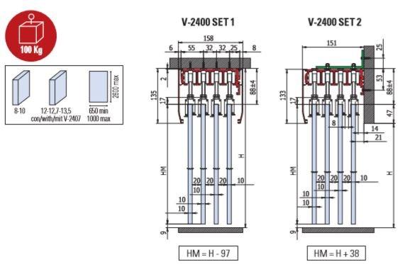 Metalglas Bonomi Комплект раздвижных дверей  V-2400  - Вид №1