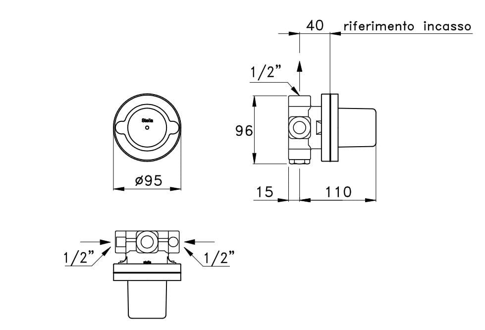 Встраиваемый корпус для смесителя RUBINETTERIE STELLA Флоренция ARCH-00144951 - Вид №2