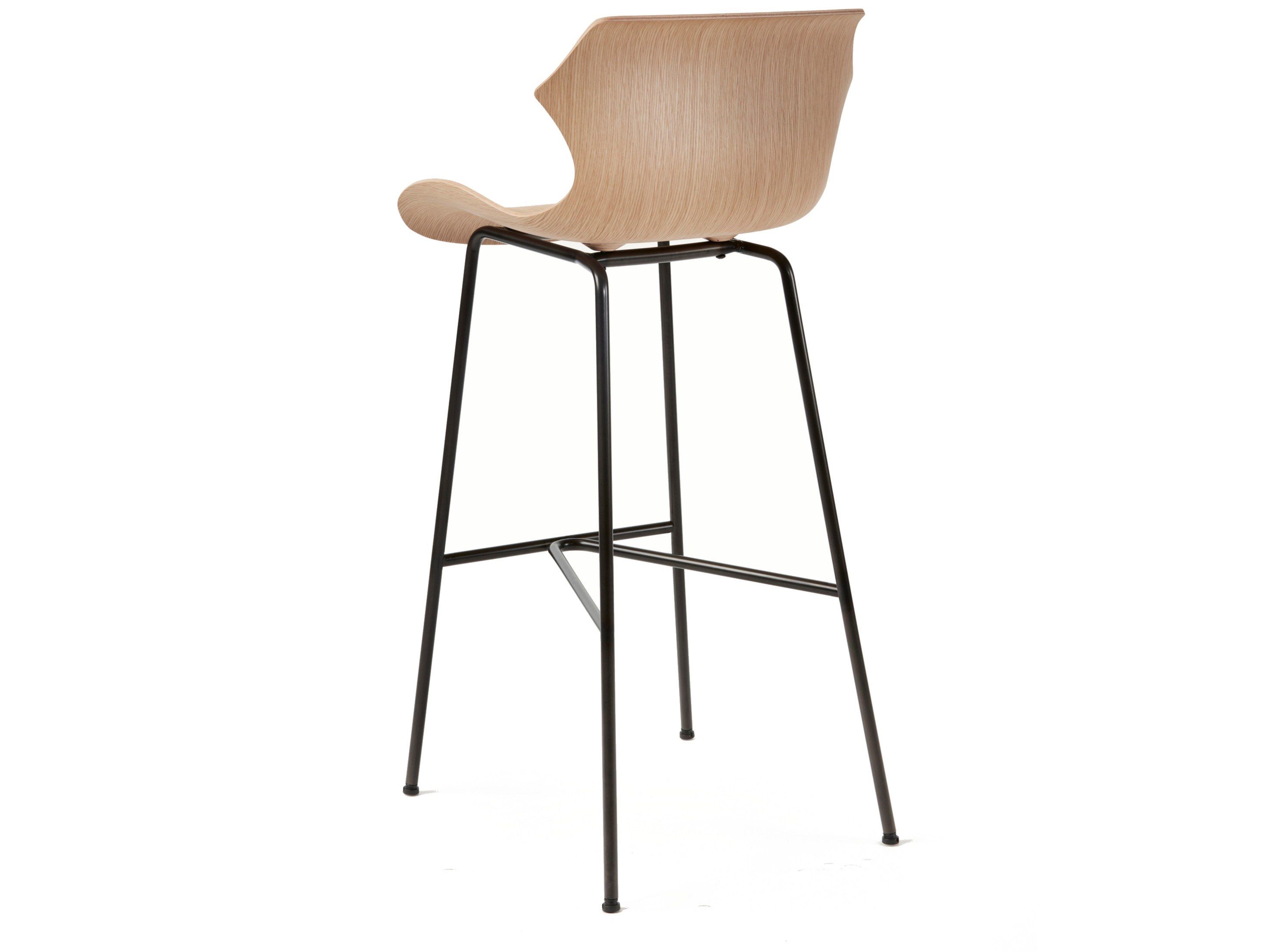 Стальной и деревянный барный стул со спинкой BassamFellows Petal ARCH-00059576 - Вид №6