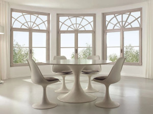 Window made of laminated wood with an external aluminum clad