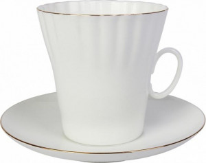 80299 Императорский фарфоровый завод Чашка с блюдцем "Золотой кантик 3" "Одуванчик" Фарфор костяной