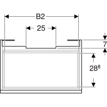 501.910.00.1 Шкафчик для раковины Geberit Renova Plan, с одним выдвижным ящиком и одним внутренним выдвижным ящиком Geberit  - Вид №2