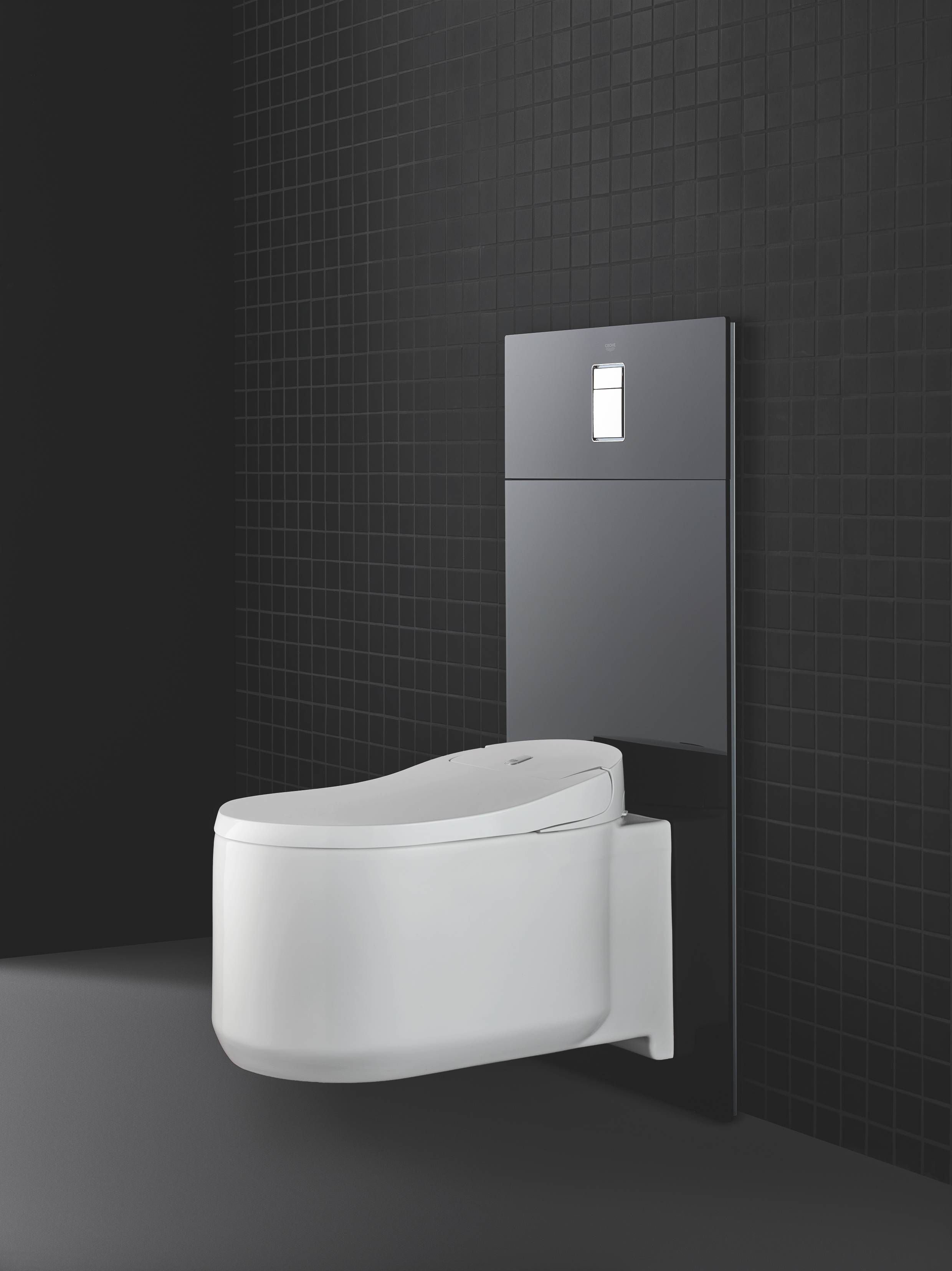 Стеклянный модуль для унитаза с панелью смыва GROHE Skate Cosmopolitan, черный (39374KS0) - Вид №5