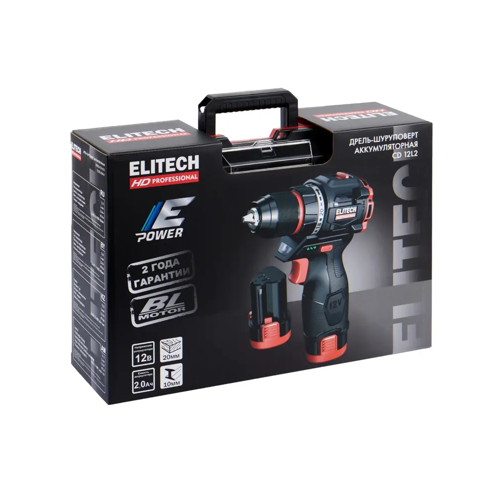 Аккумуляторная дрель-шуруповерт ELITECH HD CD12L2 12В с двумя батареями 89399570 STLM-1541511 - Вид №8