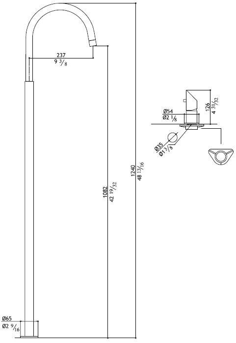 MGS Смеситель для раковины напольный однорычажный из нержавеющей стали Contemporary sun-id-1438400 - Вид №7