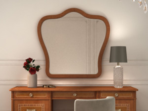 Деревянное зеркало с рамкой стены