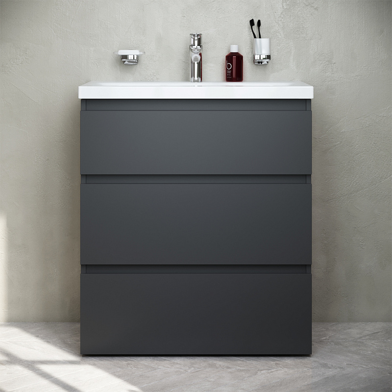 M91FSX0752GM База под раковину напольная 75 см 3 ящика графит матовый AM.PM Gem S 