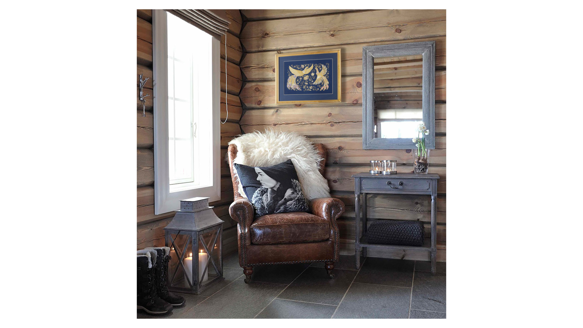 10659132 Торжокские золотошвеи Панно "Жар птица", 32*45, рисунок 1616, синий Габардин  - Вид №2