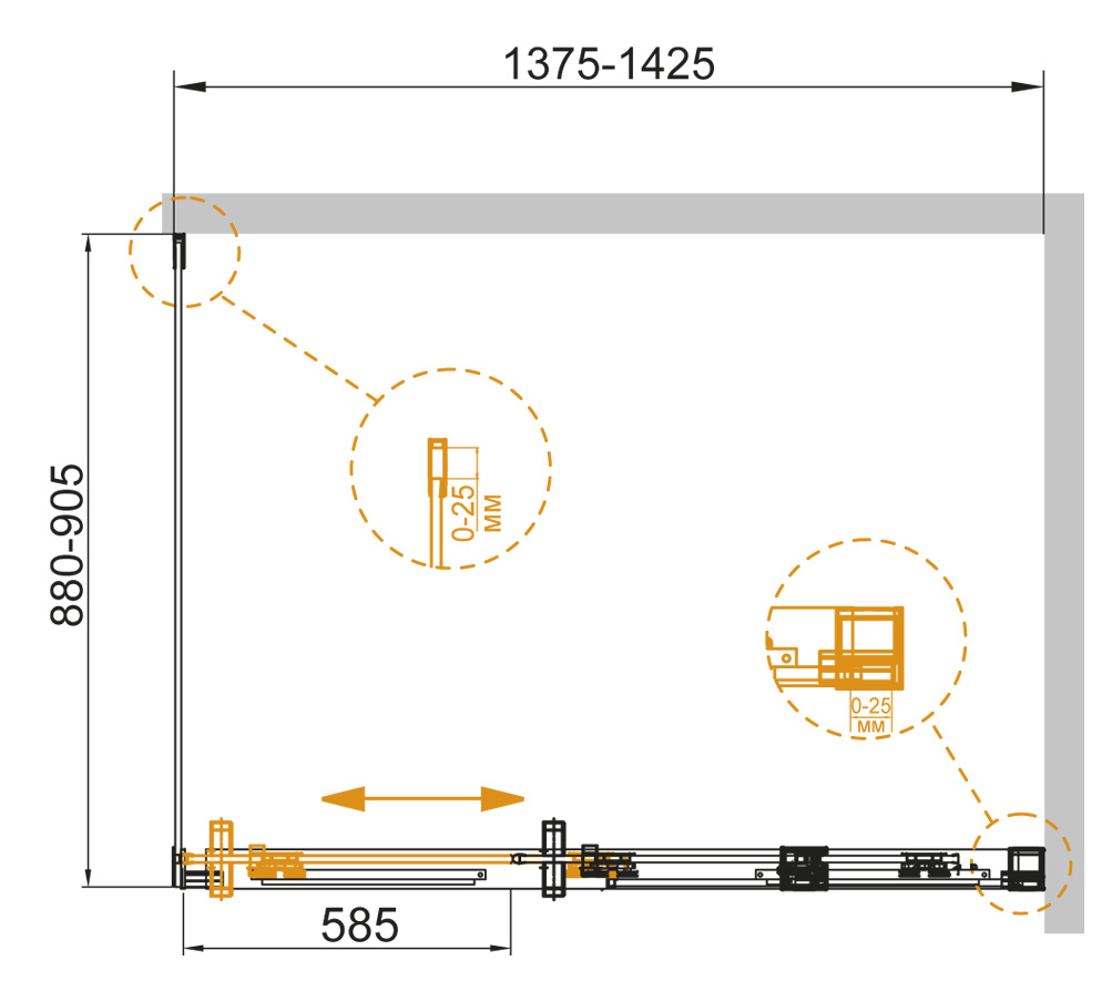 Душевой уголок CEZARES DUET SOFT-AH-1-140/90-C-Cr  - Вид №1