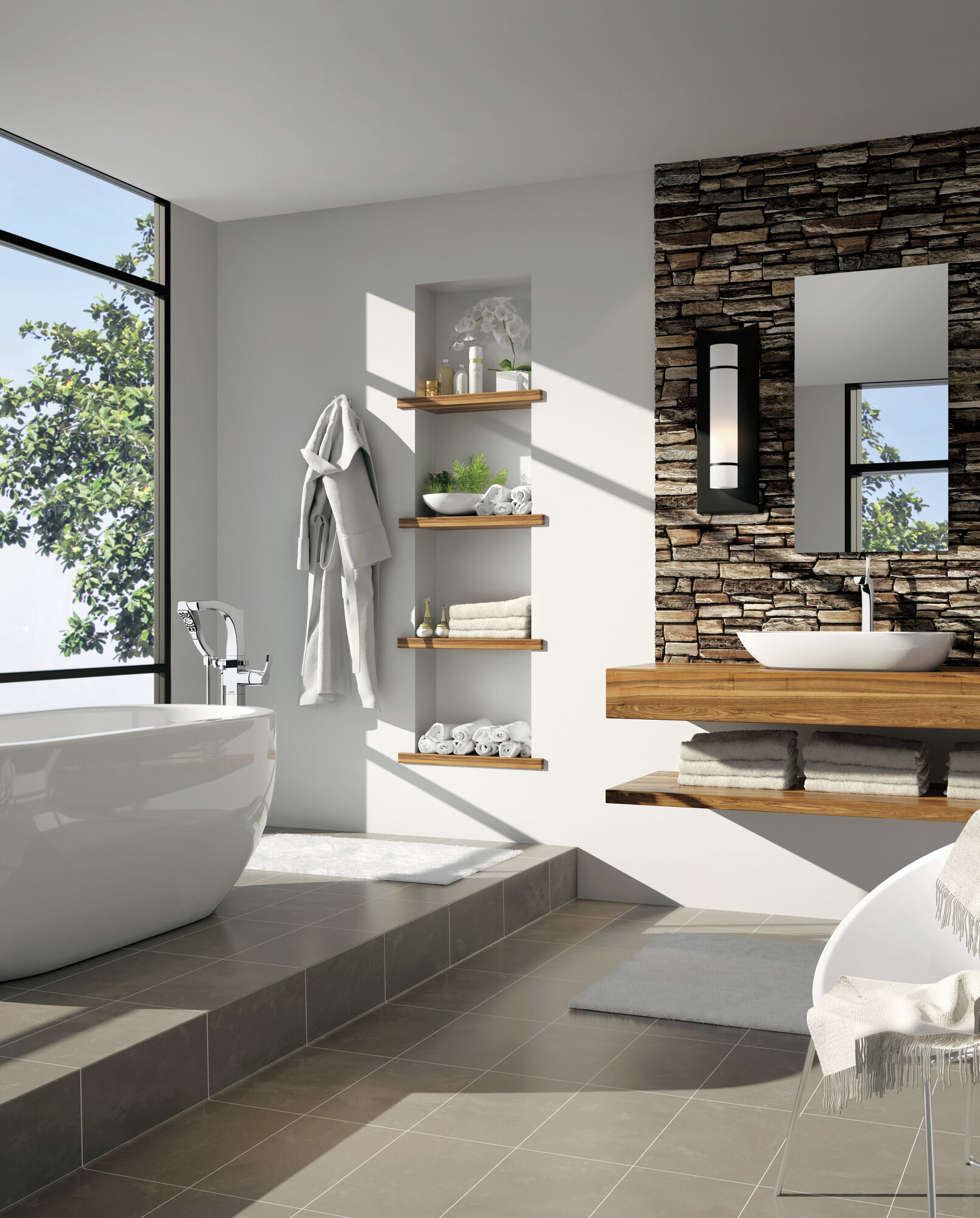 T4752-SSFL Напольная накладка для ванны с одной ручкой и ручным душем Delta Faucet Tesla Нержавеющая сталь - Вид №3