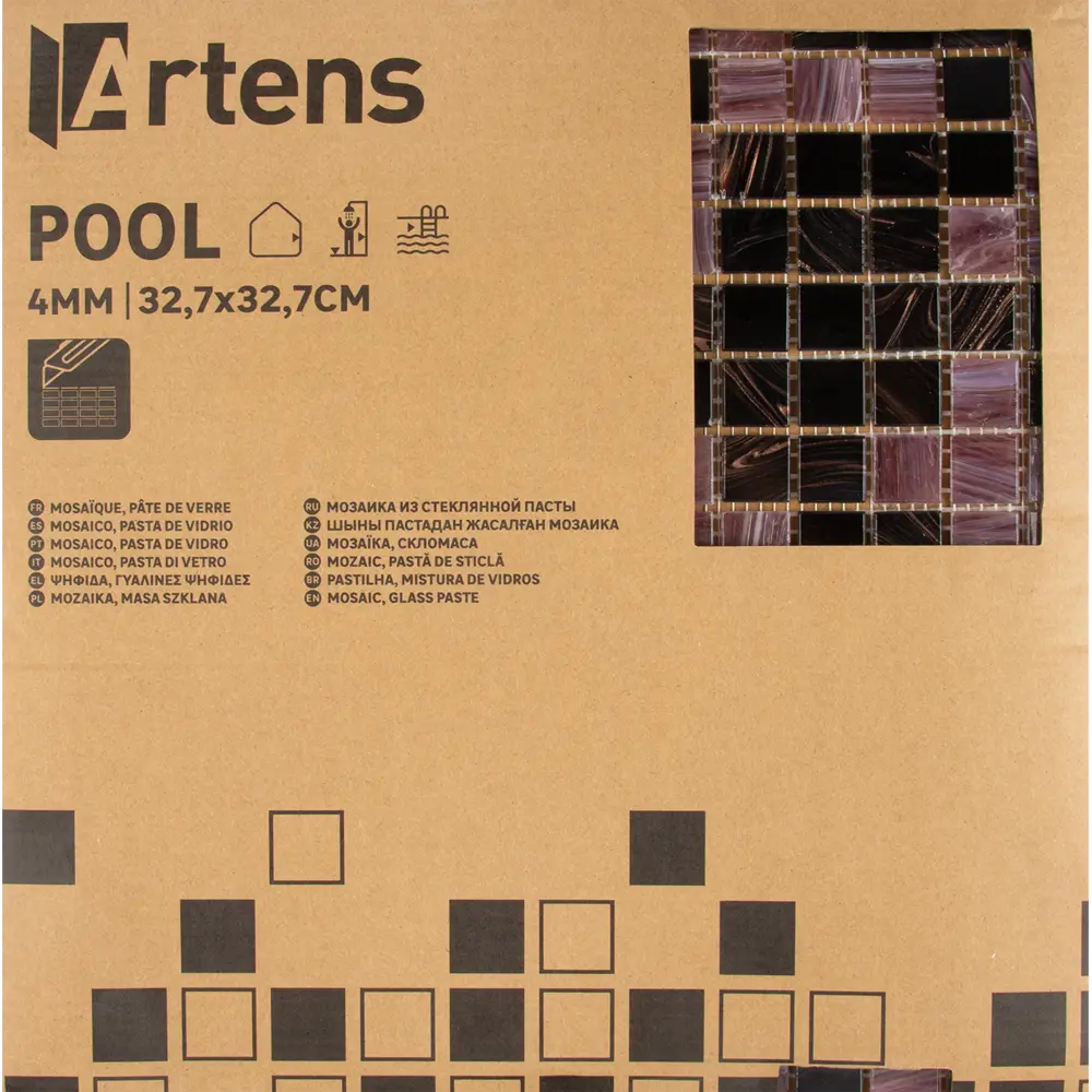 Мозаика стеклянная Artens 32.7x32.7 см цвет чёрный Glass Paste STLM-2083324 - Вид №6