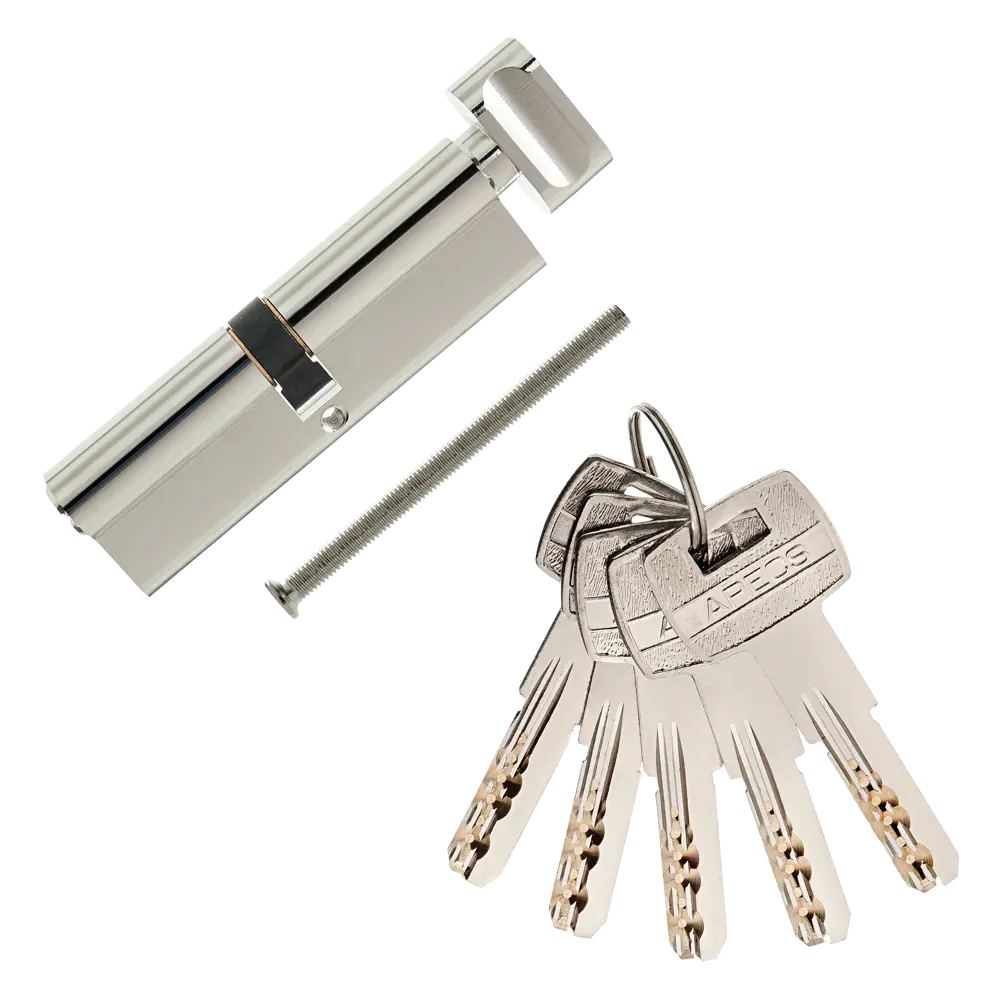 Цилиндр Apecs SM-100-C-NI, 50x50 мм, ключ/вертушка, цвет никель ЦИЛИНДР APECS SM-100-C-NI КЛ-ВЕРТ STLM-2026490 - Вид №1