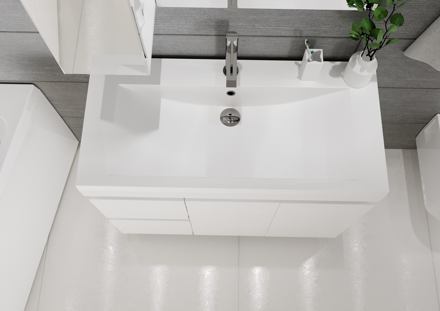 У79527 Тумба Cube 100Н 2д 2я б/к Белый глянец 1 Marka CUBE - Вид №3