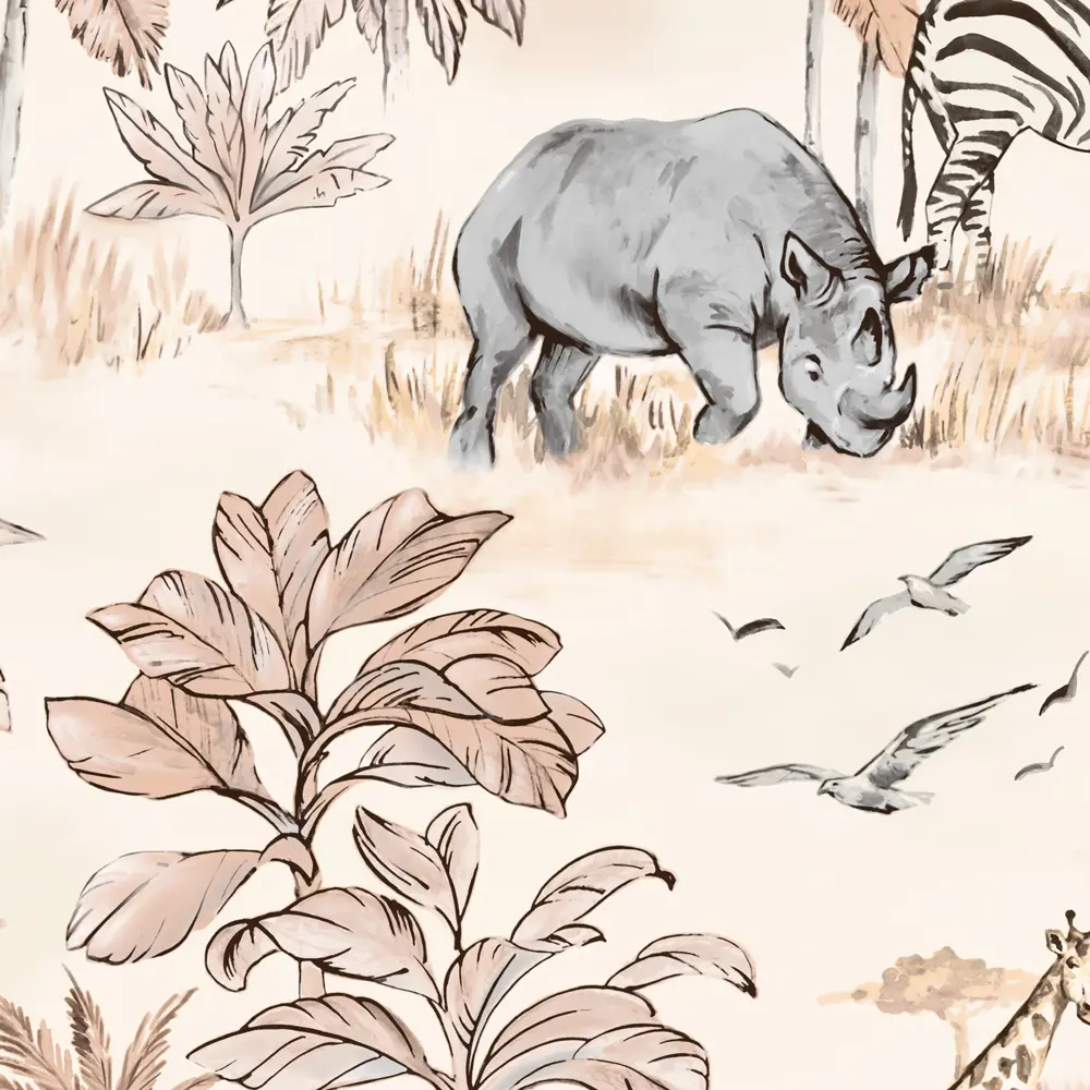 WALLSECRET Safari - флизелиновые обои бежевые с африканским стилем 89372705 STLM-0830035 - Вид №1