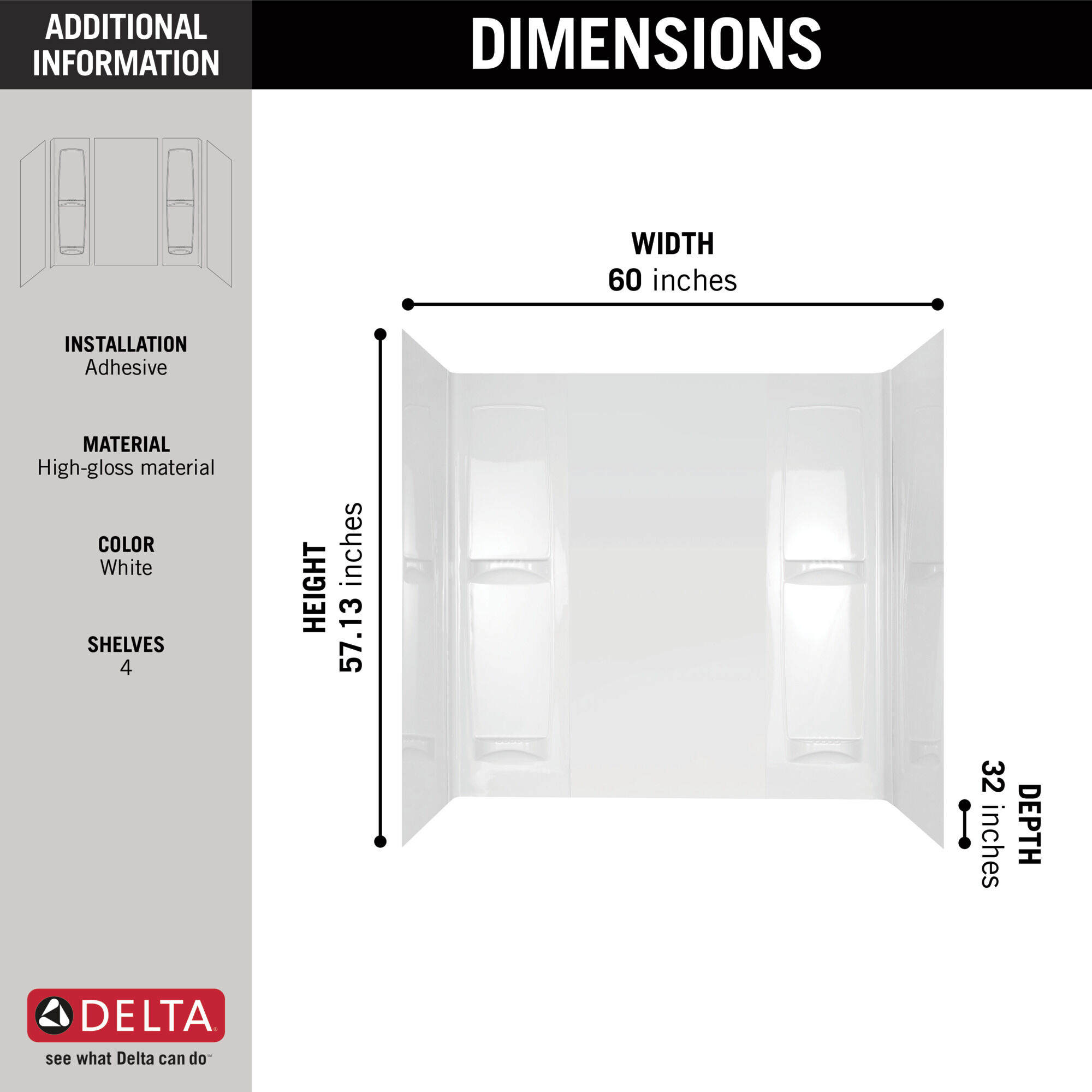 40154 Настенный комплект для ванны Delta Faucet DELTA Глянцевый белый - Вид №2