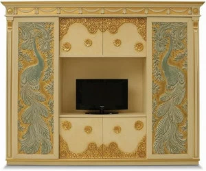 Arnaboldi Interiors Самонесущая стена из лакированного дерева с подставкой под телевизор