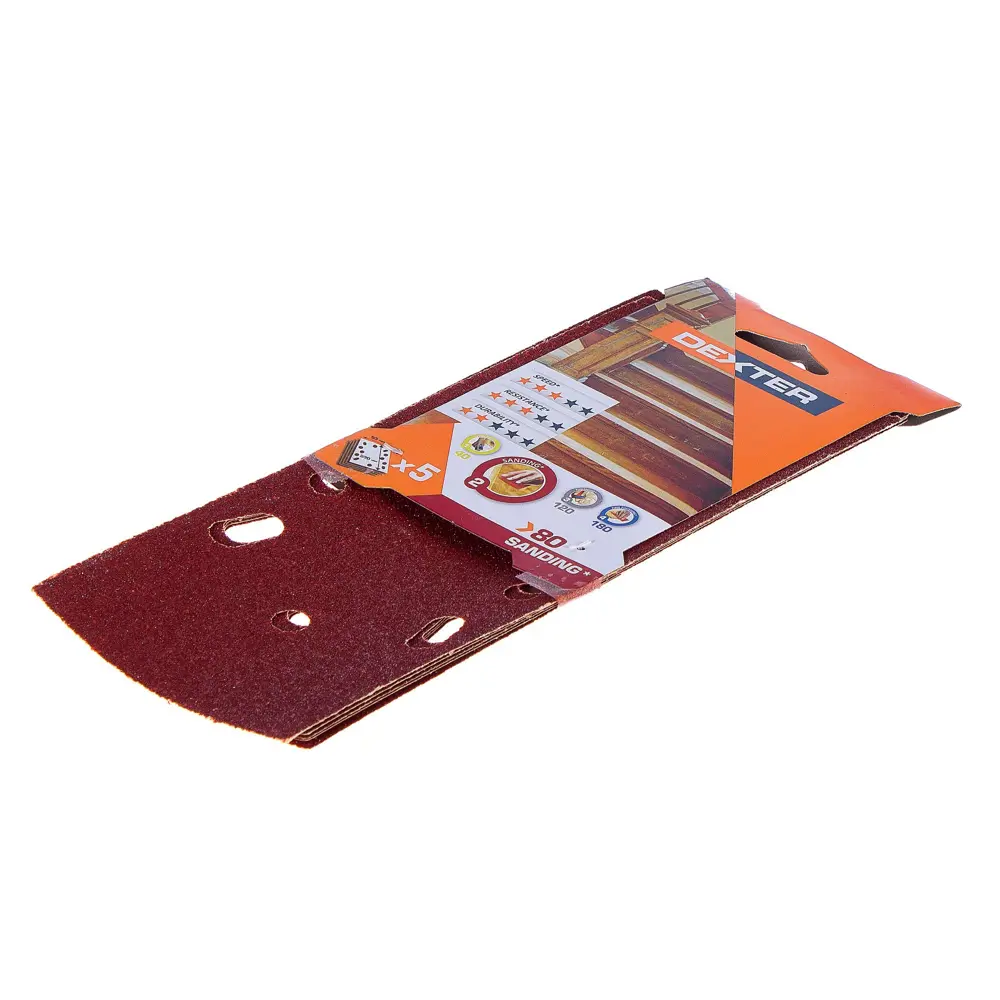 DEXTER Шлифовальные листы P80 для вибрационной машины 230×93 мм, 5 шт 18783816 STLM-0012668 - Вид №2