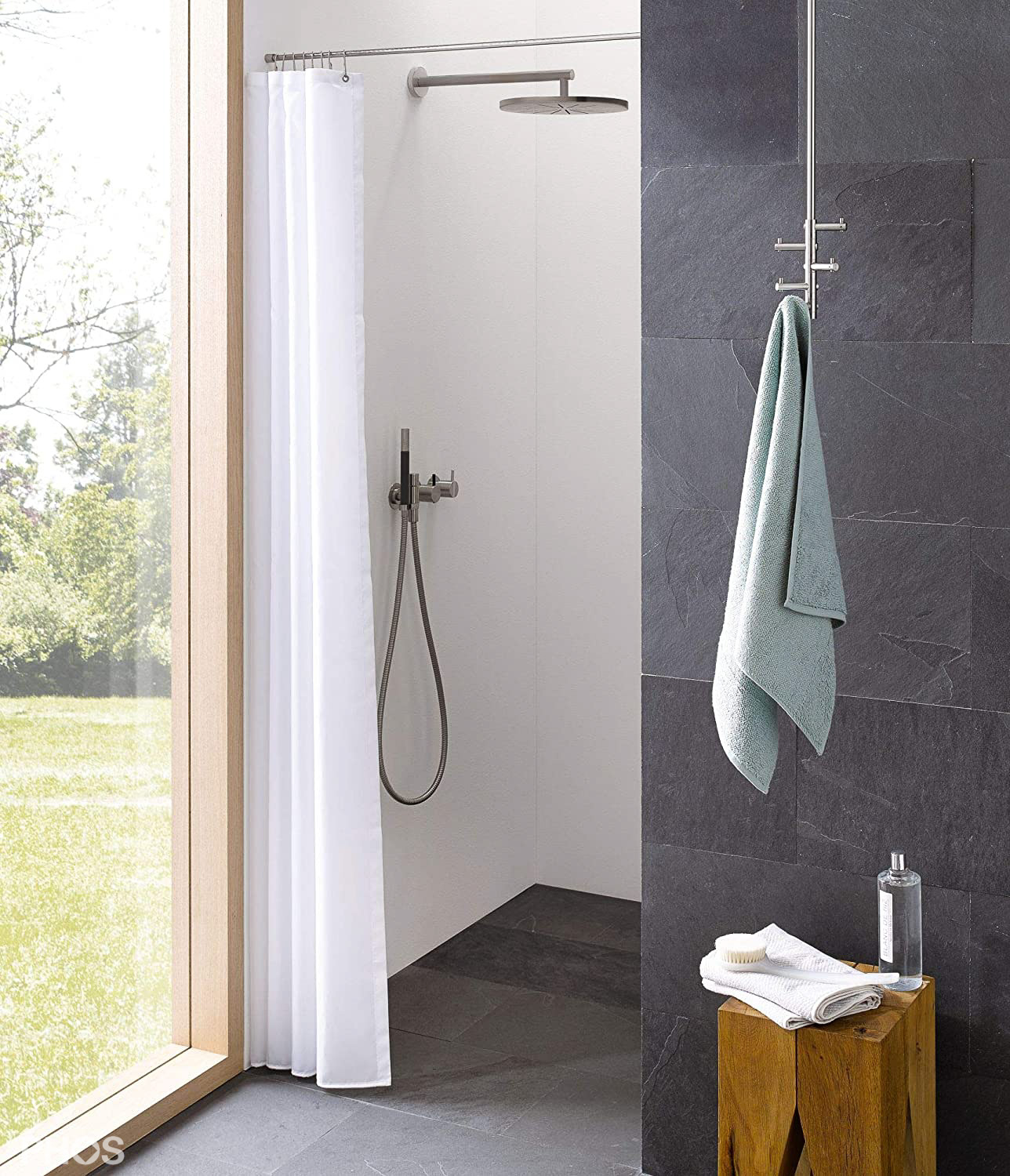 DV-P200-180 Занавеска для душа чисто-белая, длина 200 см, ширина 180 см. PHOS  - Вид №1