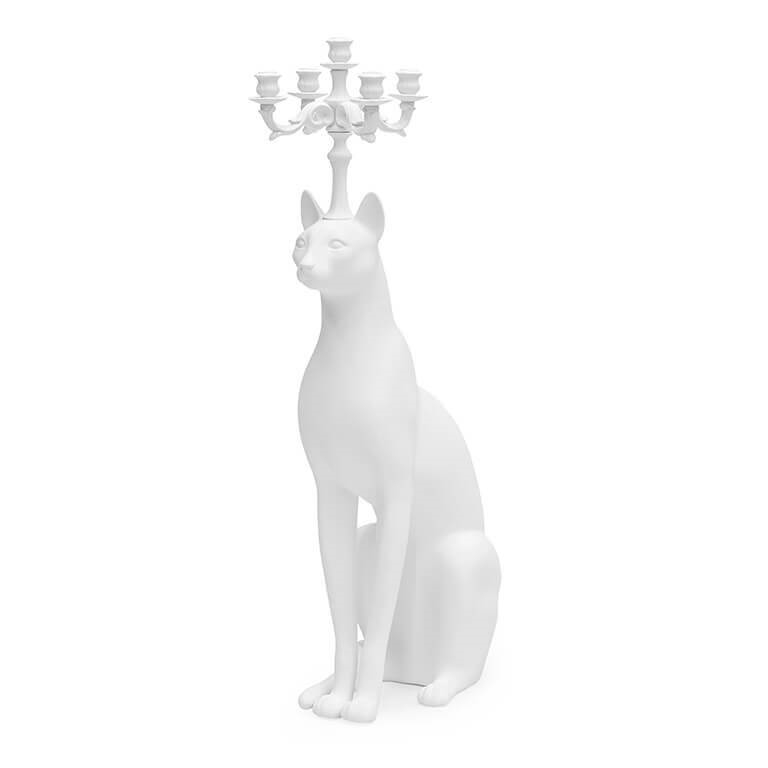 600487-10 ABHIKA СВЕЧА.ЕГИПЕТСКИЙ КОШКА WHITE 