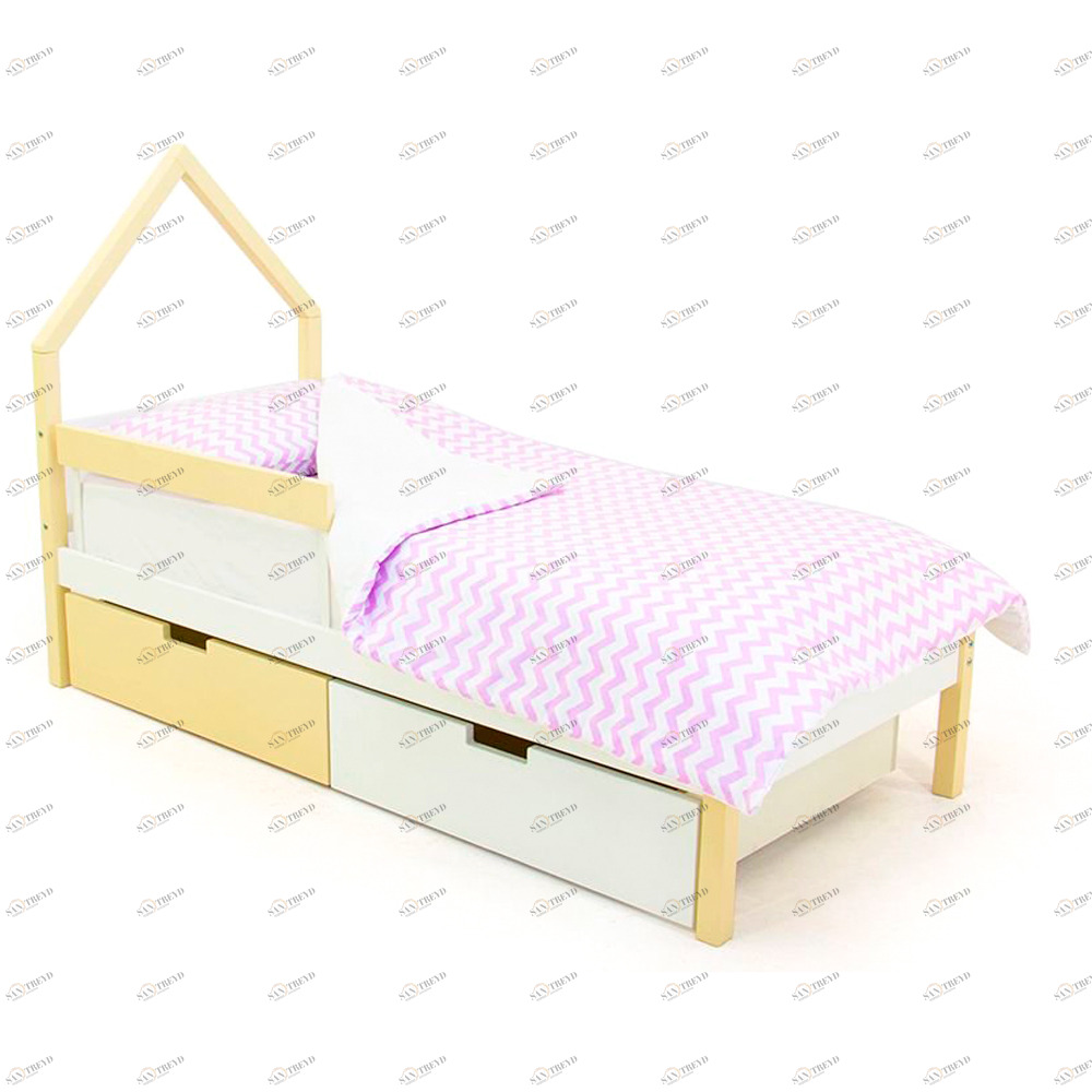 Детская кровать-домик мини Svogen бежево-белая БЕЛЬМАРКО  326849 Бежевый;молочный Santreyd 