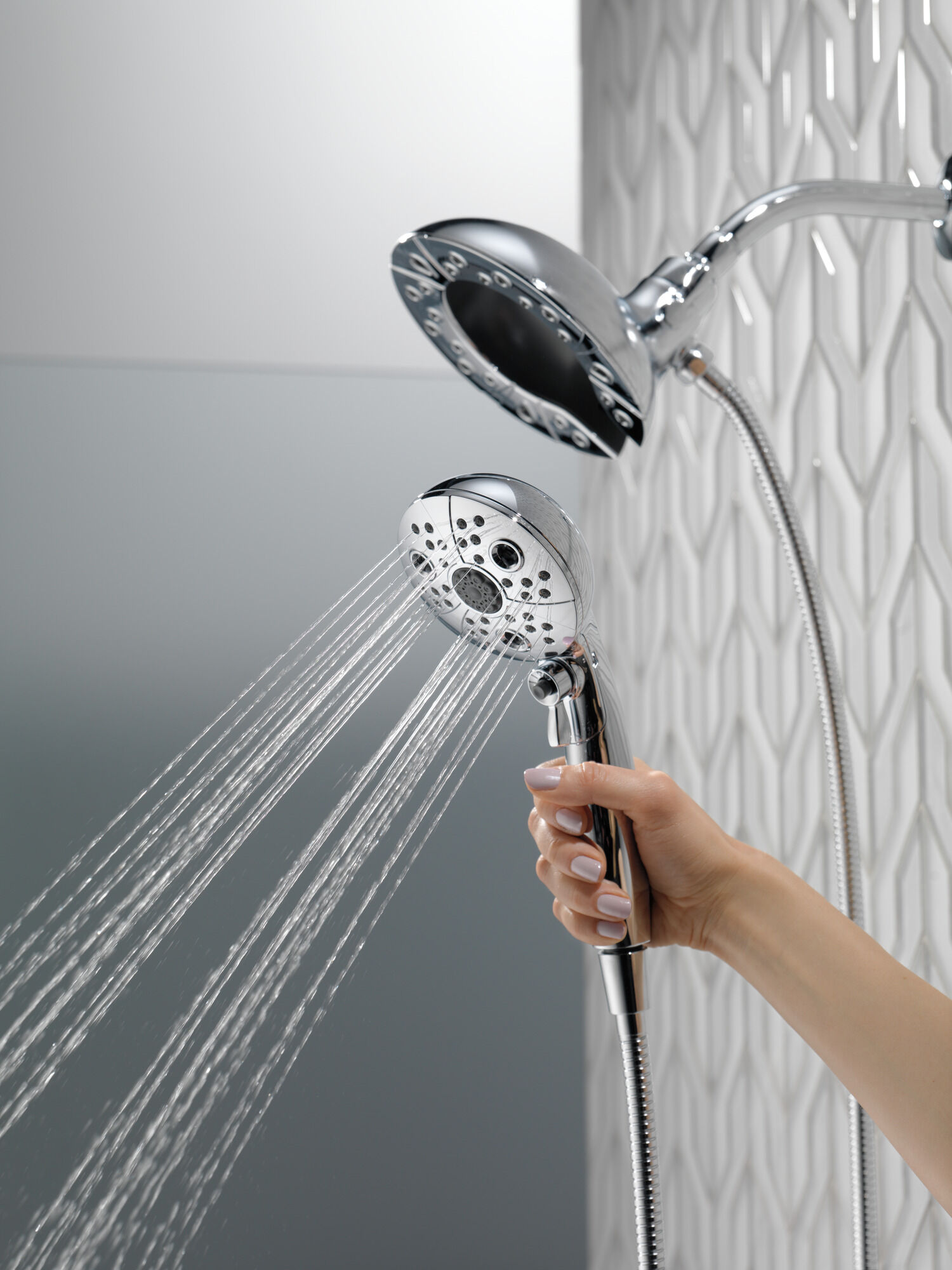 58480-PK H2Okinetic® In2ition® Душ два в одном с 5 настройками Delta Faucet Universal Showering Хром  - Вид №12