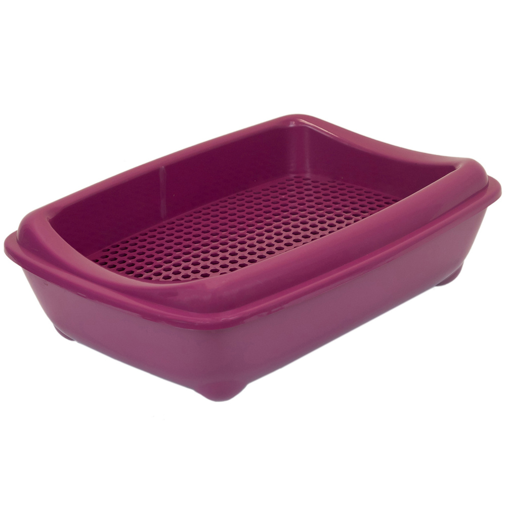 ПР0058895 Туалет для кошек с рамкой-сеткой, глубокий (под наполнитель) 43х30х12см, рубиновый ZooM 