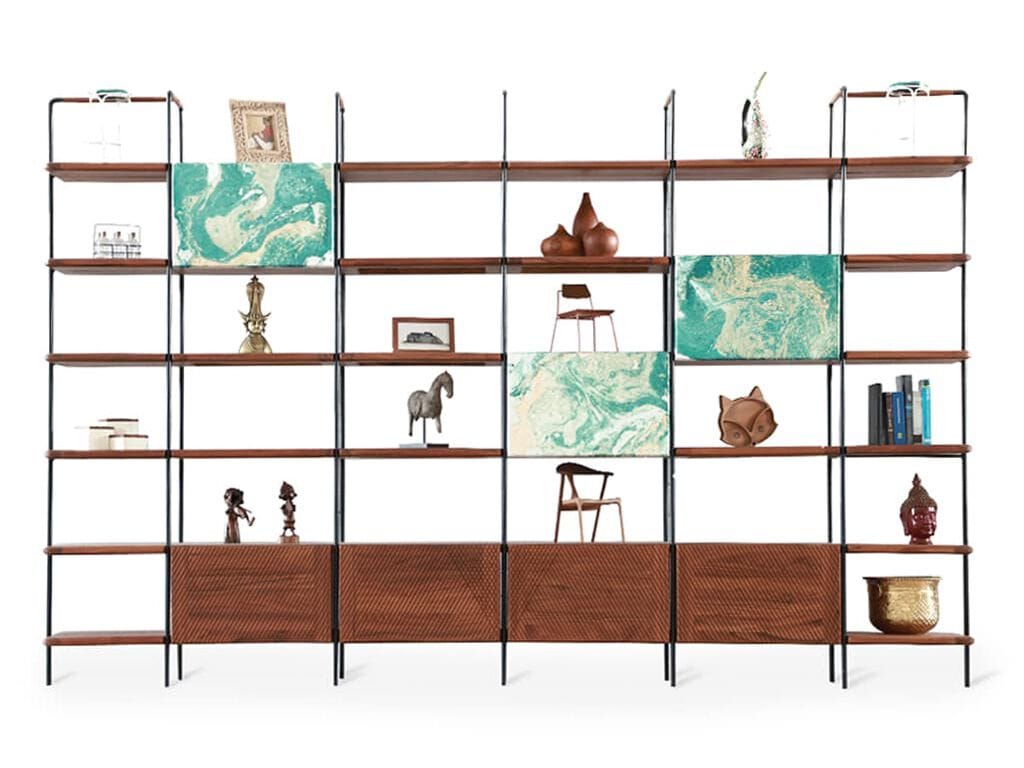 Книжный шкаф из тикового дерева и металла Alankaram REFU ARCH-00144277 - Вид №2