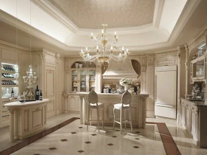 Martini Interiors Кухня из лакированной древесины с островом на заказ Desiderio