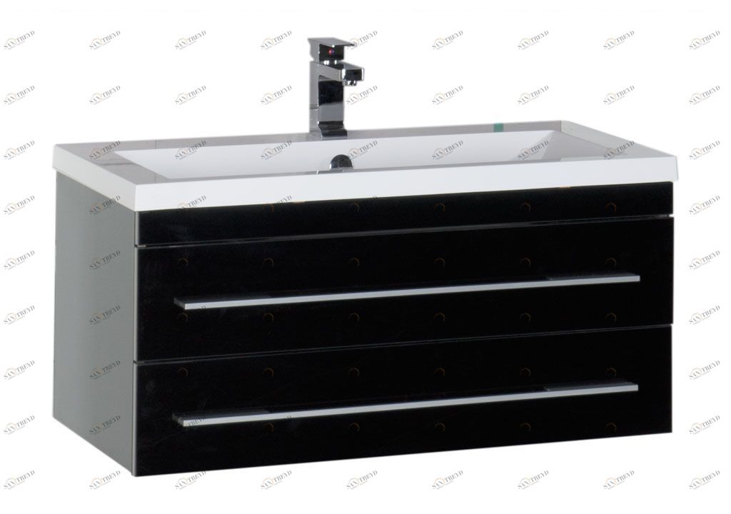 Тумба под раковину Aquanet Верона 90 черный (подвесная 2 ящика) sun-id-270486