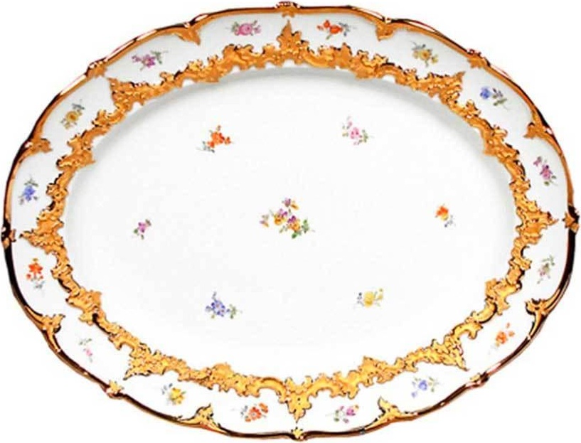 73308 Meissen Блюдо овальное 40см "Форма - Б" (россыпь цветов) Фарфор 