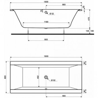 Акриловая ванна 180х80 KOLO Clarissa XWP2680000  - Вид №4