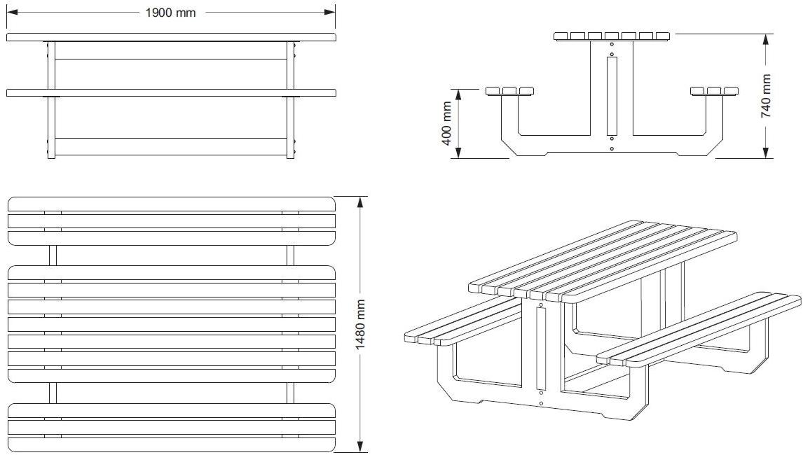 ENCHO ENCHEV - ETE Стол для пикника из металла и дерева со встроенными скамейками  228  - Вид №9