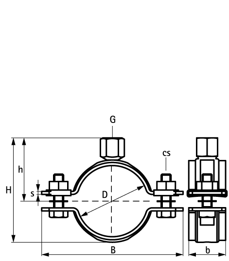 33068254 BIS Хомуты для высоких нагрузок без вкладыша HD500 (M16) (BUP1000) для стальных труб walraven  - Вид №1