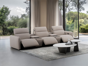 Модульный кожаный диван с откидной спинкой и отсеком для хранения