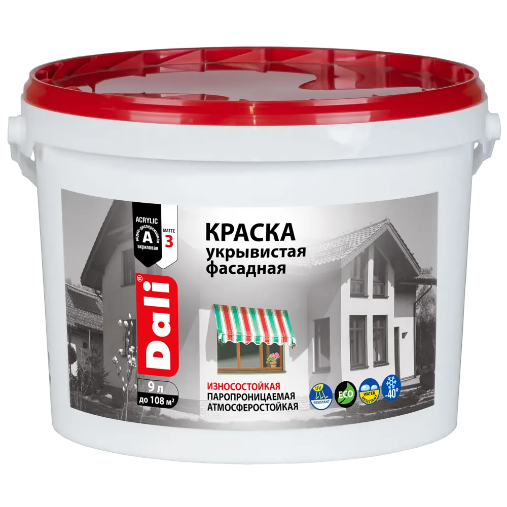 Краска фасадная Dali Укрывистая 9 л цвет белый STLM-2048506 - Вид №1