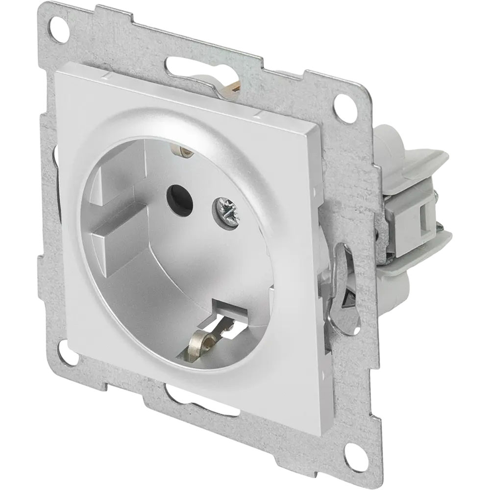 Розетка встраиваемая GUSI Electric с защитными шторками серебристая 83864425 Ugra STLM-0045208