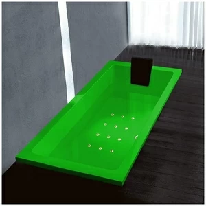 Ванна Gruppo treesse Quadra 170 V072C-DX-ZEZ зелёная с золотой фурнитурой аэромассажем прямоугольная встроенная правая