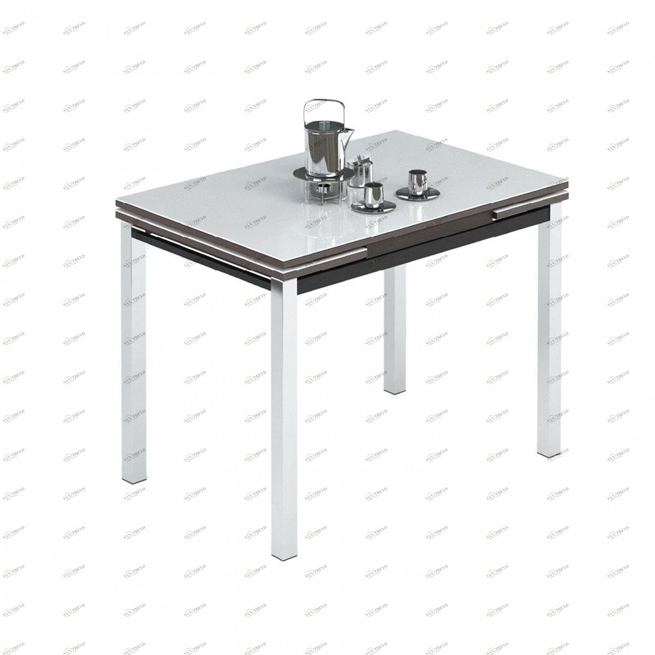 Обеденный стол раздвижной с белым стеклом венге Leset "Париж 2Р" IMPEX  00-3967144 Белый;венге 